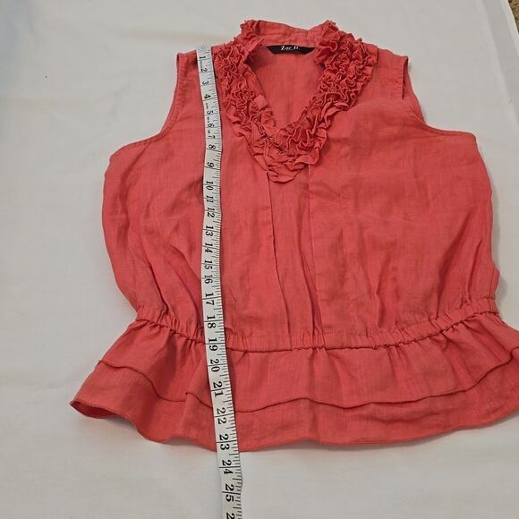 ZOE D. RUFFLE linen top SIZE MEDIUM - Picture 6 of 10